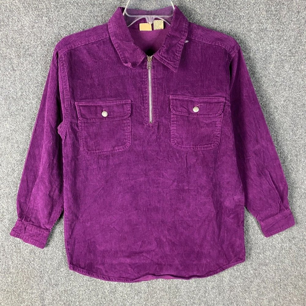 North West Blue 1/4 Zip Women's Medium Corduroy Purple 100% Cotton M